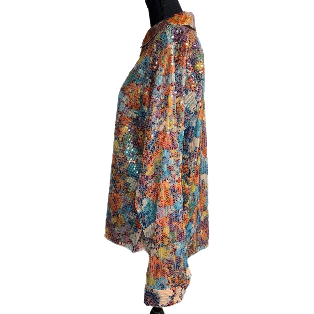 Cato Collection - Limited Edition - Rainbow Floral Sequined Shirt - Size XL - Picture 4 of 10